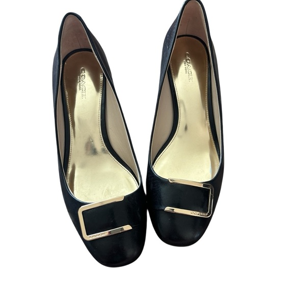 Coach Heeled Shoes Women’s Size 7.5 Isla Black Leather Slip On - Picture 3 of 9
